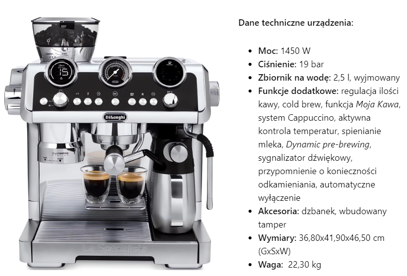 ekspres delonghi maestro tablica