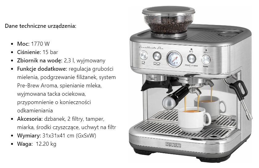 ekspres sencor tablica