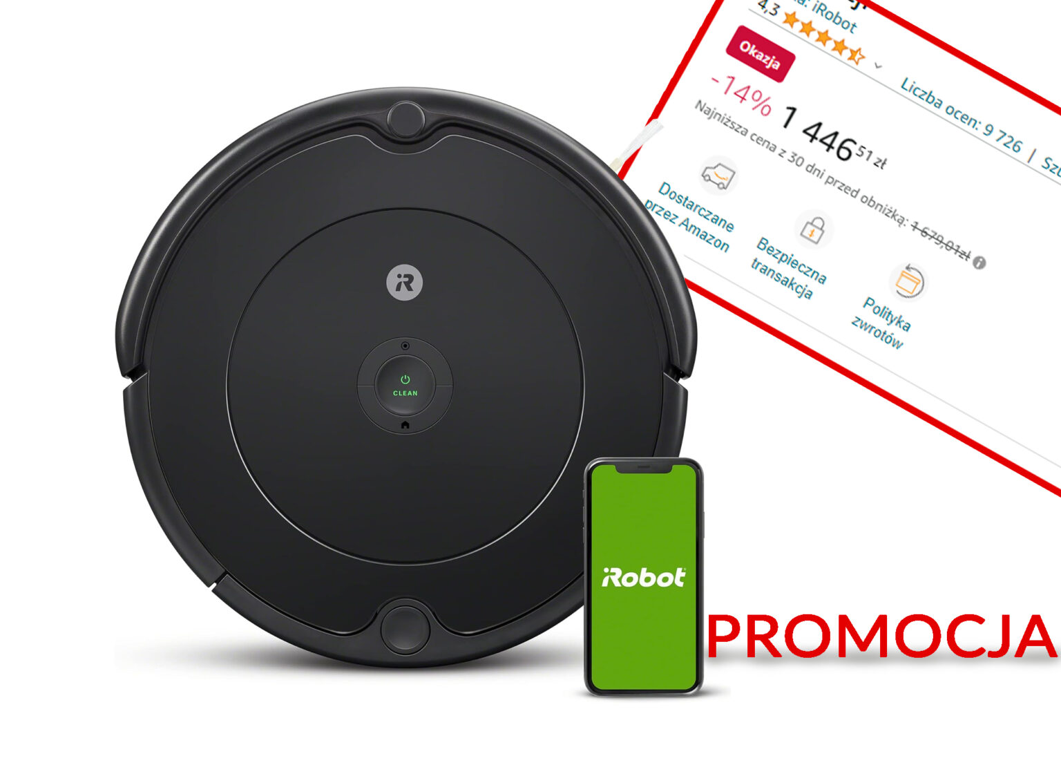 iRobot Roomba przeceniona o 232 złote na Amazon, taniej jej nie ma