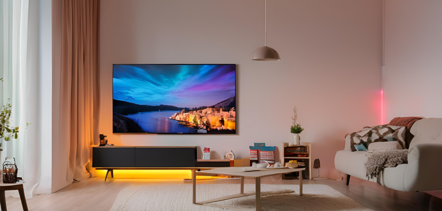 Urządzenia w salonie na zime AI