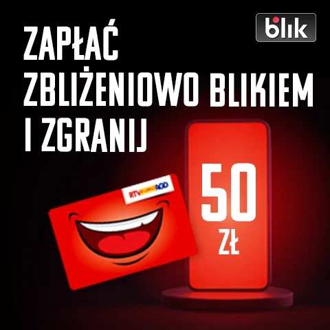 RTV Euro AGD rozdaje pieniądze, ale nie każdy się na nie załapie Grafika promocyjna akcji "Zapłać zbliżeniowo Blikiem i zgarnij" sklepu RTV Euro AGD.