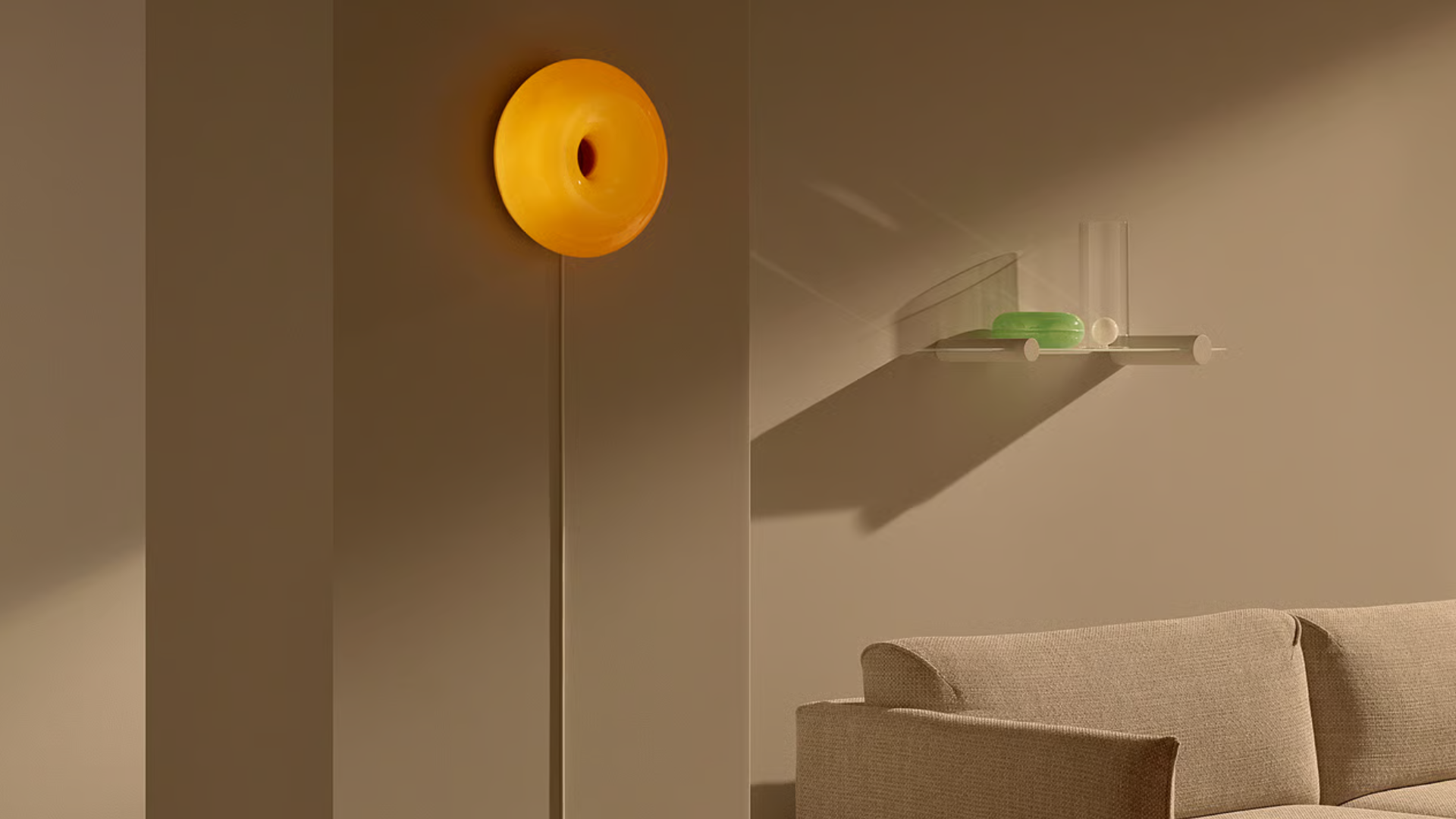 VARMBLIXT Lampa LED stołowa/ścienna, pomarańczowy szkło/okrągły, 30 cm