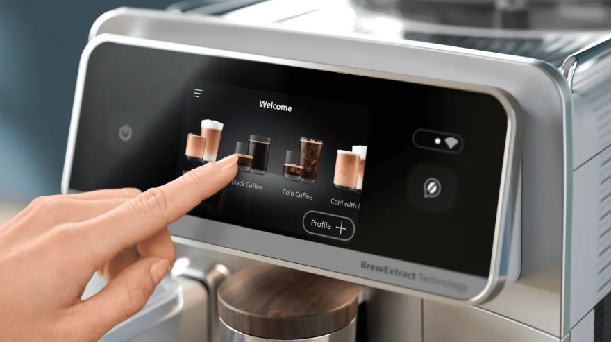 Czyli można jeszcze lepiej! Pojawiła się nowa seria ekspresów Philips 8000 LatteGo Pro Panel sterowania ekspresu Philips 8000 LatteGo Pro.